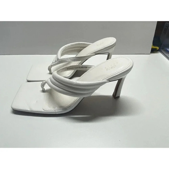 ASOS Designs Square Toe Heel Sandals White Size 10 - New - Picture 1 of 6